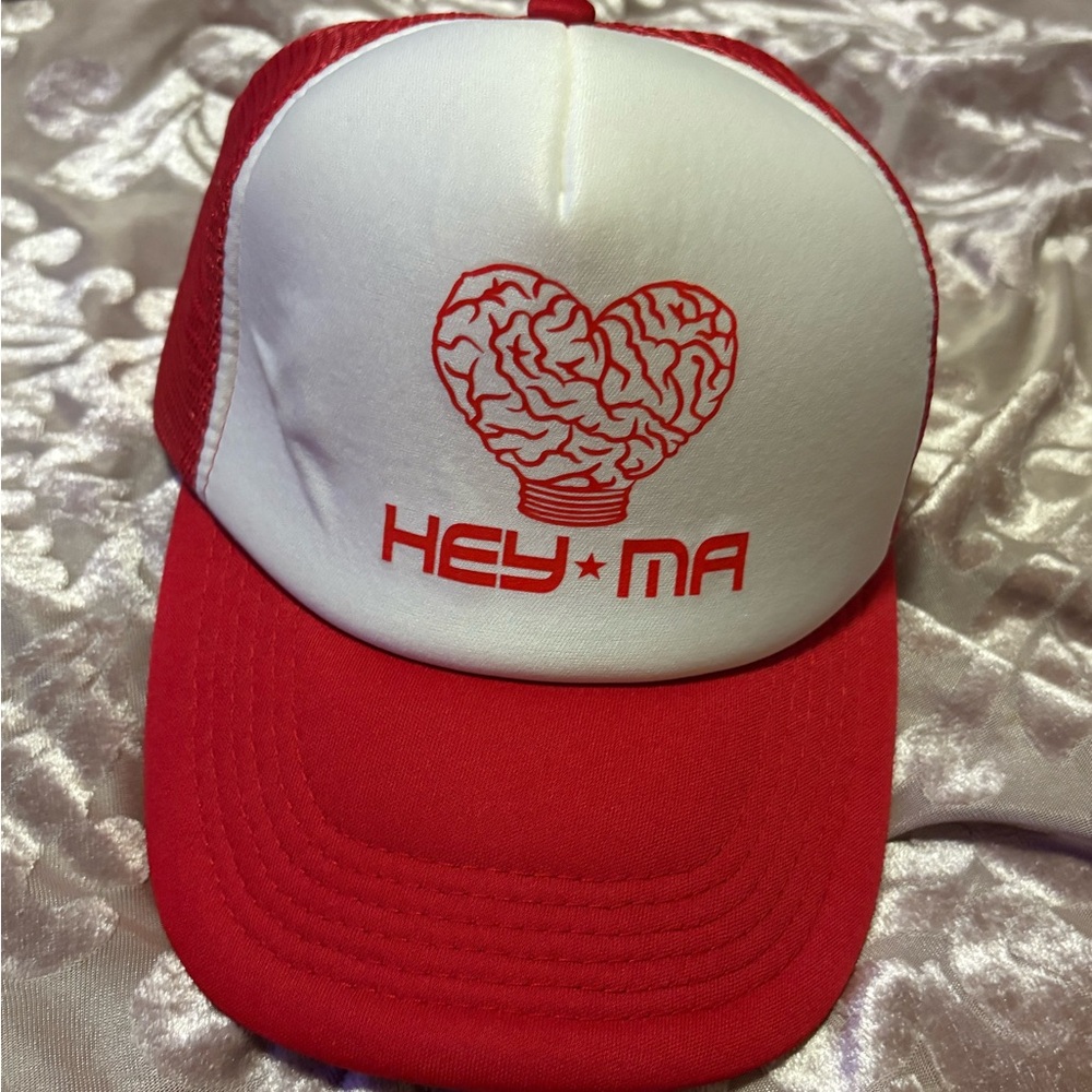 Red and White Hey Ma Trucker Hat
